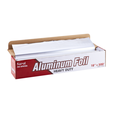 Aluminum Foil, 18" x 500', Aluminum, Roll, Karat FW-AFR206