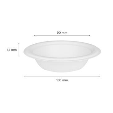 Bagasse Bowl, 12 oz, White, Paper, (1000/Case), Karat KE-BBR12-1C