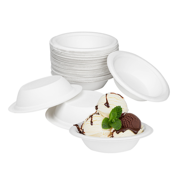 Bagasse Bowl, 12 oz, White, Paper, (1000/Case), Karat KE-BBR12-1C