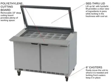 Beverage Air SPE48HC-18M-STL Refrigerated Counter, Mega Top Sandwich / Salad Un