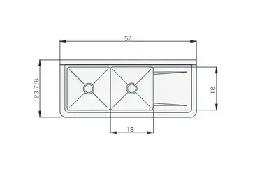 Blue Air BS2-18-12/R Sink, (2) Two Compartment