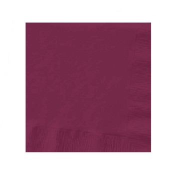 CONVERTING Beverage Napkin, 10" x 10", Burgundy, Paper, 2 Ply, (50/Pack) Creative Converting 80-3122B