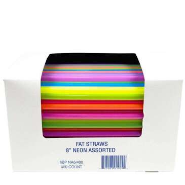 DIAMOND STRAWS, INC. Colossal Straw, 8", Assorted, Plastic, Unwrapped, (400/Pack) Diamond 8BPNA