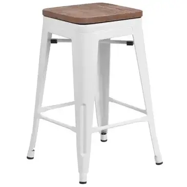 Flash Furniture CH-31320-24-WH-WD-GG Bar Stool, Stacking, Indoor