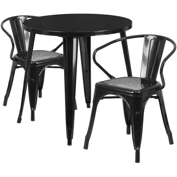 Flash Furniture CH-51090TH-2-18ARM-BK-GG Chair & Table Set, Outdoor