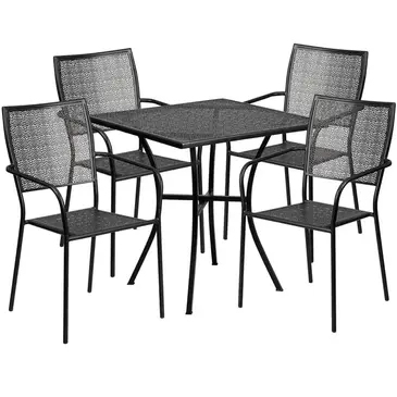 Flash Furniture CO-28SQ-02CHR4-BK-GG Chair & Table Set, Outdoor