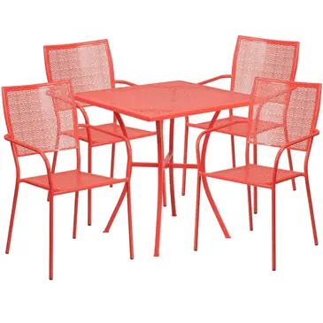 Flash Furniture CO-28SQ-02CHR4-RED-GG Chair & Table Set, Outdoor