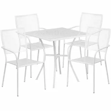 Flash Furniture CO-28SQ-02CHR4-WH-GG Chair & Table Set, Outdoor