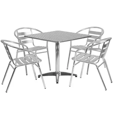 Flash Furniture TLH-ALUM-32SQ-017BCHR4-GG Chair & Table Set, Outdoor