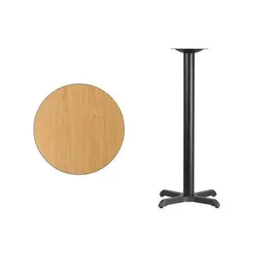 Flash Furniture XU-RD-24-NATTB-T2222B-GG Table, Indoor, Bar Height