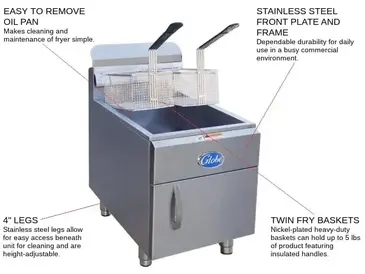 Globe GF30PG Fryer, Gas, Countertop, Full Pot