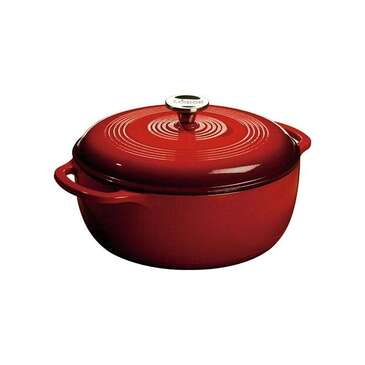 LODGE MFG. Dutch Oven, 6 qt, Red Enamel, Cast Iron, Lodge EC6D43