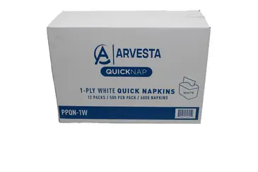 Quick Napkin, 8.3"x12.8", White, Paper, 1-Ply, (500/Pack), Arvesta PPQN-1W