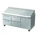 Blue Air BLMT72-D4LM-HC Refrigerated Counter, Mega Top Sandwich / Salad Un