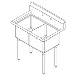 Falcon E2C-10X14-0 Sink, (2) Two Compartment