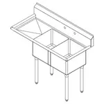 Falcon E2C-10X14-L-15 Sink, (2) Two Compartment