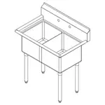 Falcon E2C-18X18-0 Sink, (2) Two Compartment