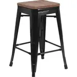 Flash Furniture CH-31320-24-BK-WD-GG Bar Stool, Stacking, Indoor