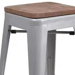 Flash Furniture CH-31320-24-SIL-WD-GG Bar Stool, Stacking, Indoor