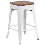 Flash Furniture CH-31320-24-WH-WD-GG Bar Stool, Stacking, Indoor