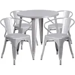 Flash Furniture CH-51090TH-4-18ARM-SIL-GG Chair & Table Set, Outdoor