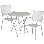 Flash Furniture CO-30RDF-02CHR2-SIL-GG Chair & Table Set, Outdoor