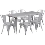 Flash Furniture ET-CT005-6-30-SIL-GG Chair & Table Set, Outdoor