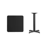 Flash Furniture XU-BLKTB-2424-T2222-GG Table, Indoor, Dining Height