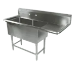 John Boos 42PB244-1D30R Sink, (2) Two Compartment