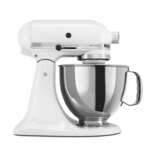 KitchenAid Commercial Stand Mixer, 5 Quart, White, Stainless Steel, With Silver Trim, KitchenAid KSM150PSWH